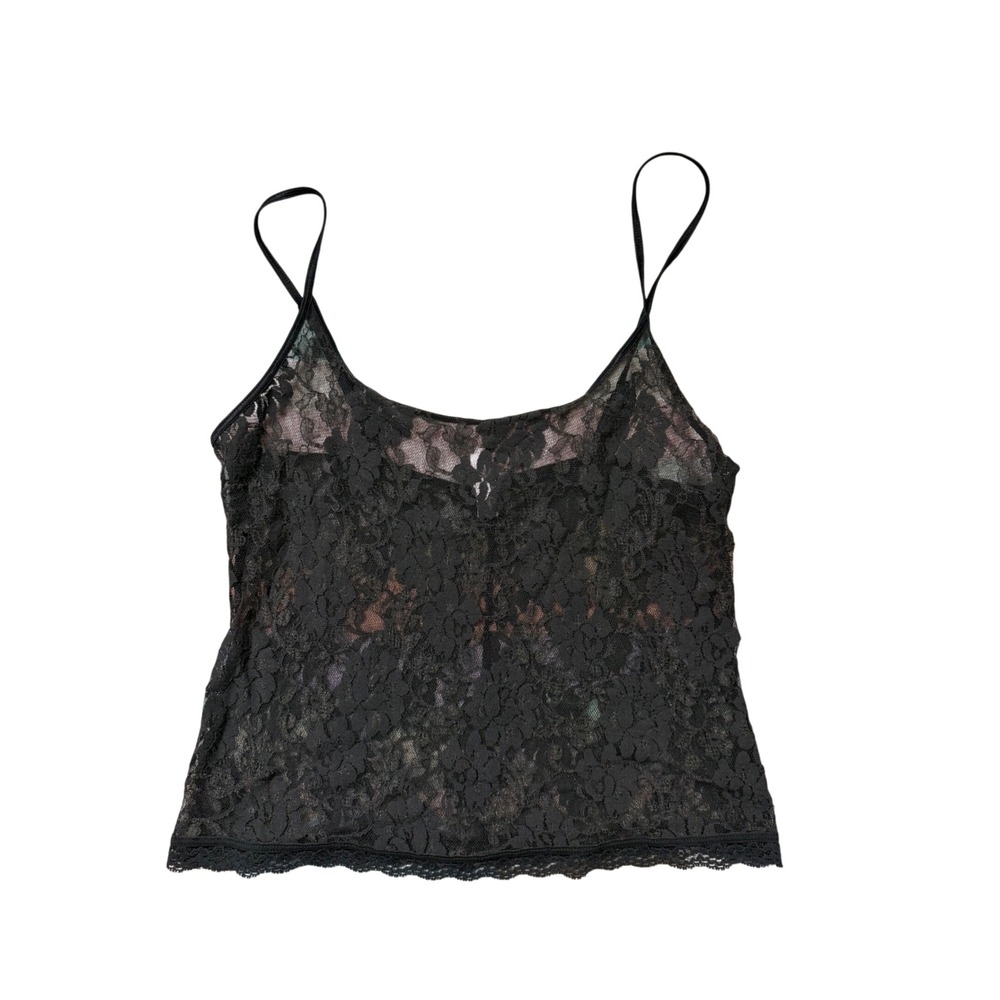 Y2K‎ Victoria's Secret Sheer Lace Cami Tank Top Charcoal Gray Made USA Medium